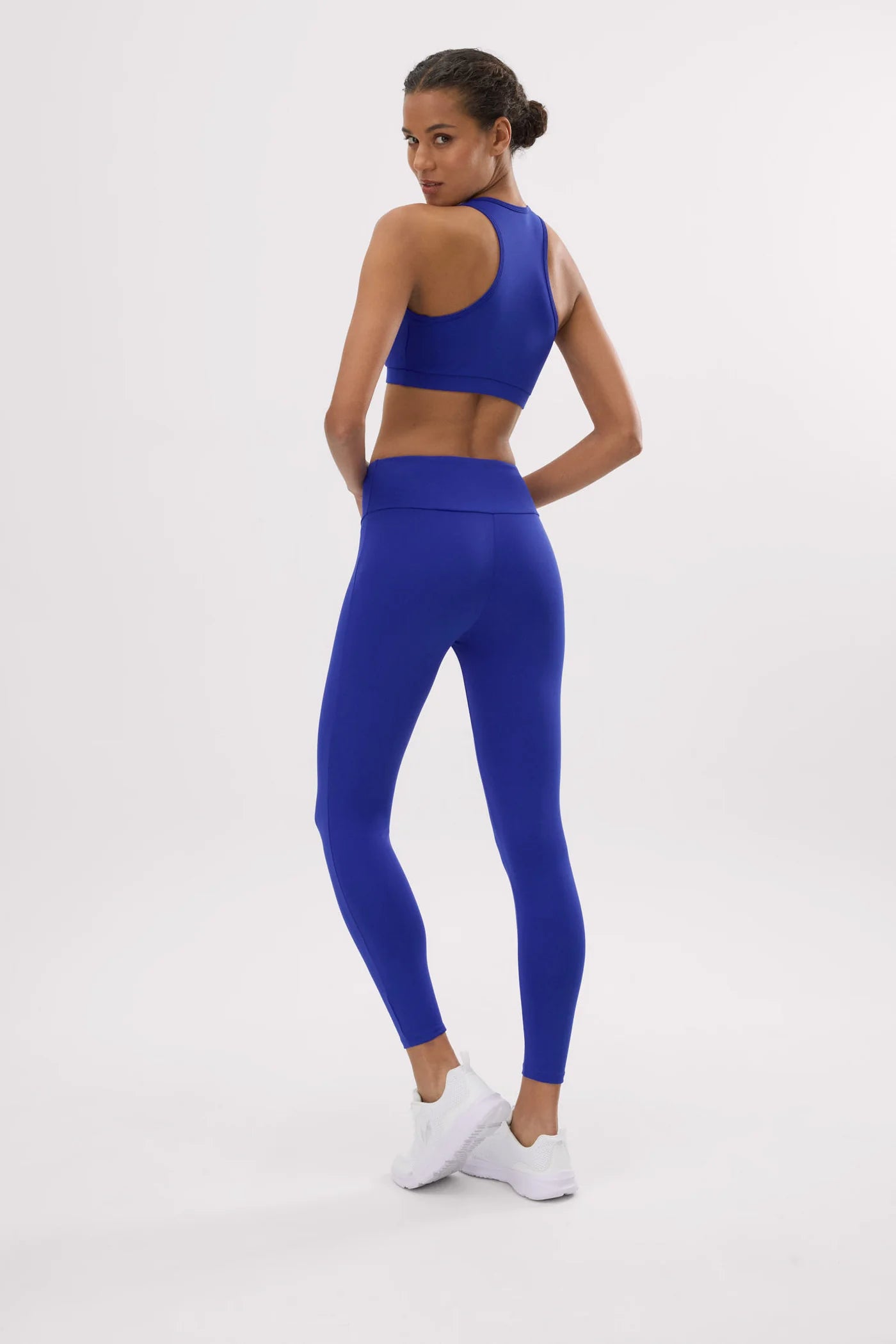 Leggings deportivos largos de tiro alto tacto algodonero azul eléctrico