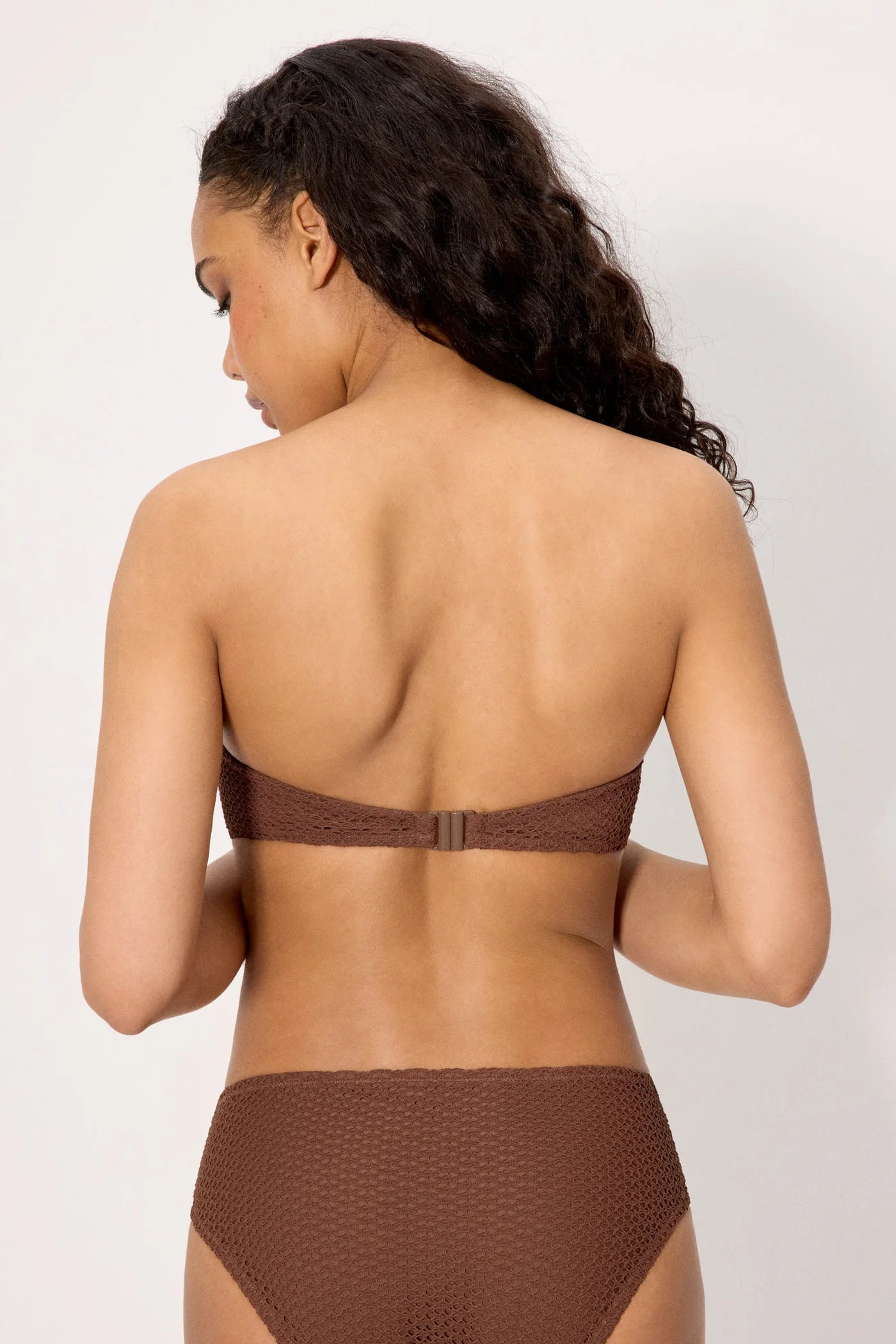 Top bikini bandeau tejido calado  copa C