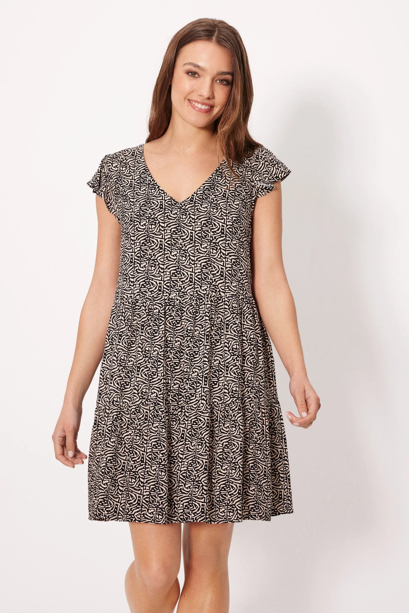 Vestido corto ancho estampado