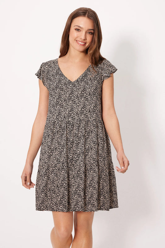 Vestido corto ancho estampado