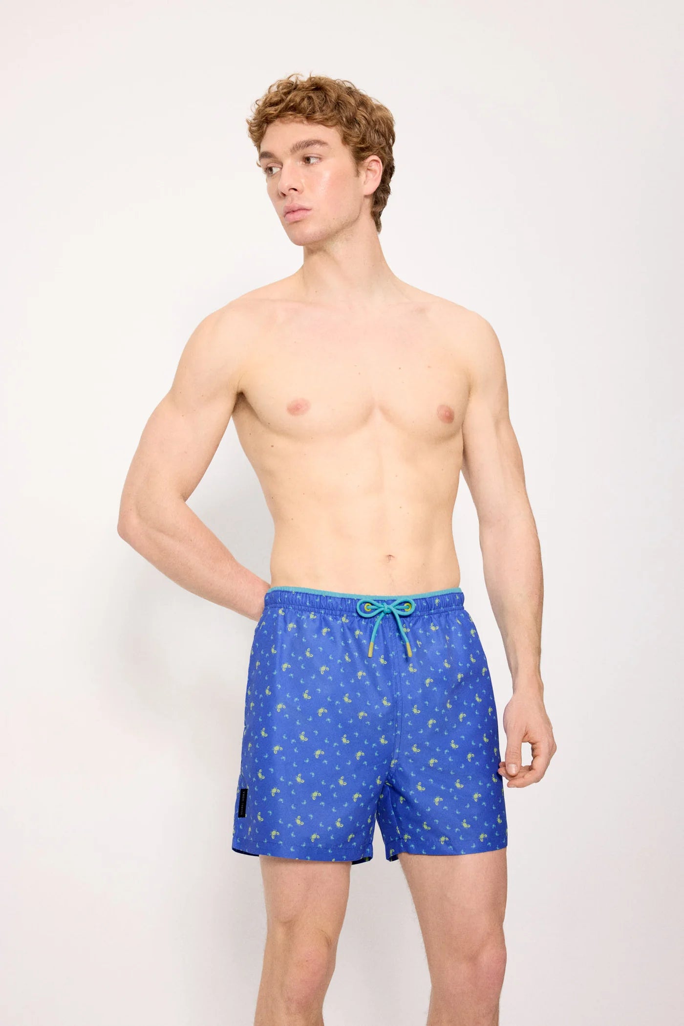 Bañador medio estampado cangrejos azul
