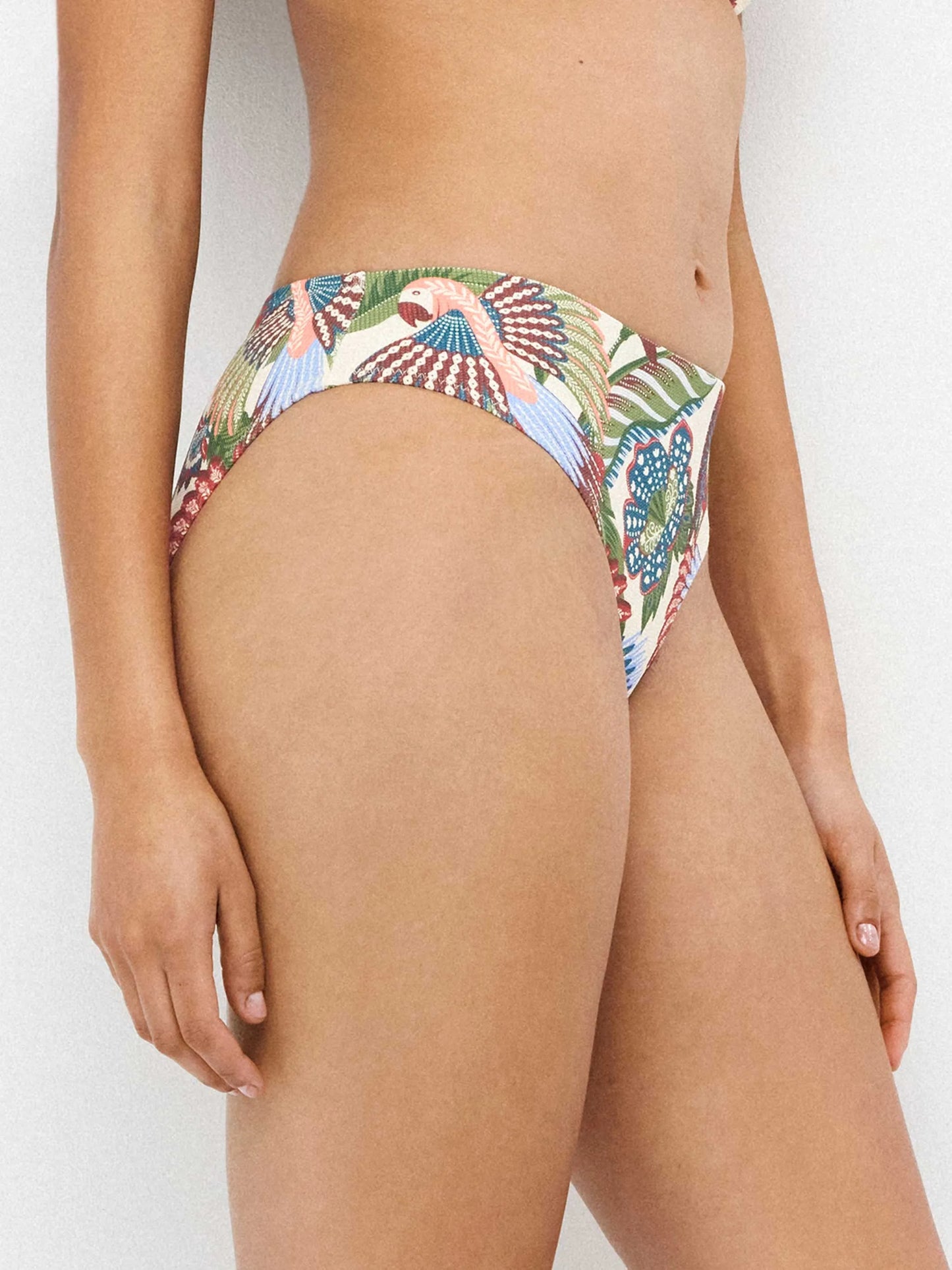 Braguita bikini midi en tejido estampado tropical en corte clásico
