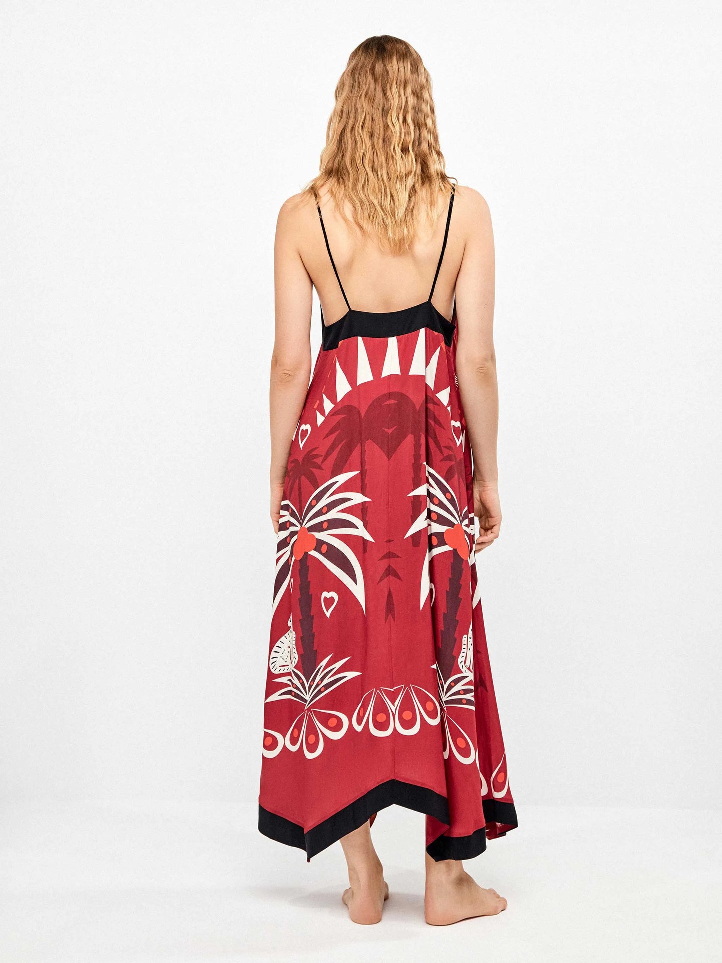 Vestido de tirantes finos no regulable con estampado