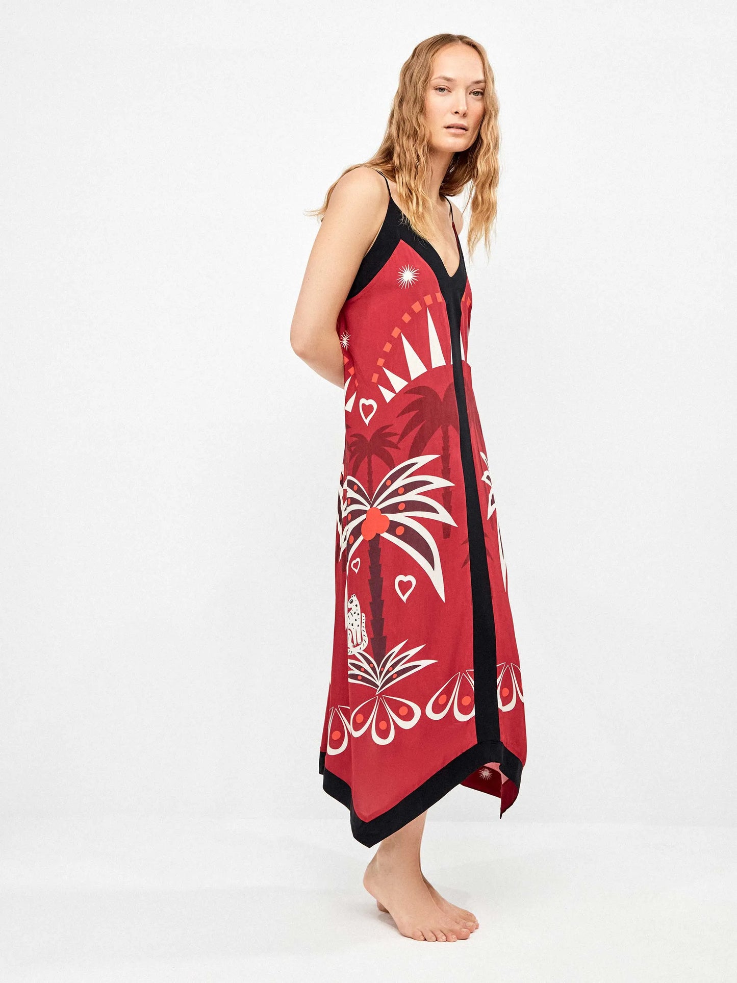 Vestido de tirantes finos no regulable con estampado