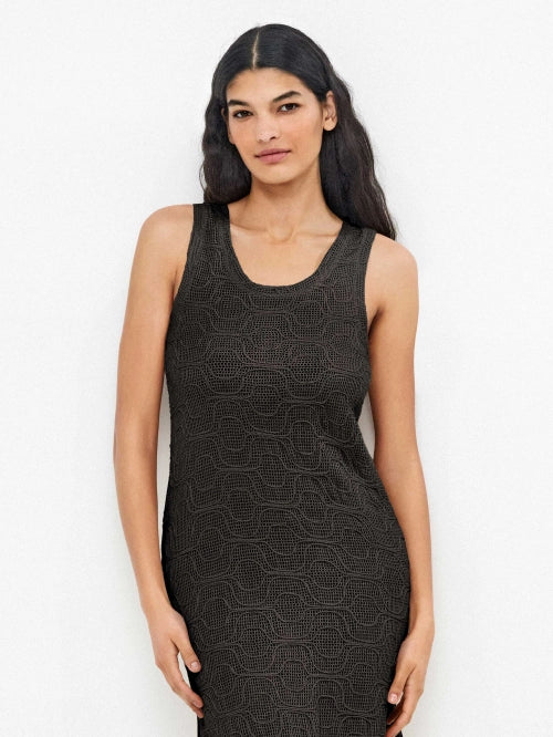 Vestido midi en tejido calado tipo crochet 100% algodón